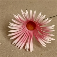 rosa gerbera med hvide spidser gammel kunstig blomst tysk retroblomst